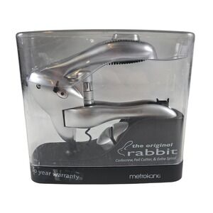 Metrokane Original Rabbit Lever Corkscrew‎ Wine Opener Set Foil Cutter Silver